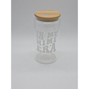 Open Box In My Mimi Era Cup Clear Glass 16 Ounce Best Auntie Gifts Straw Lid